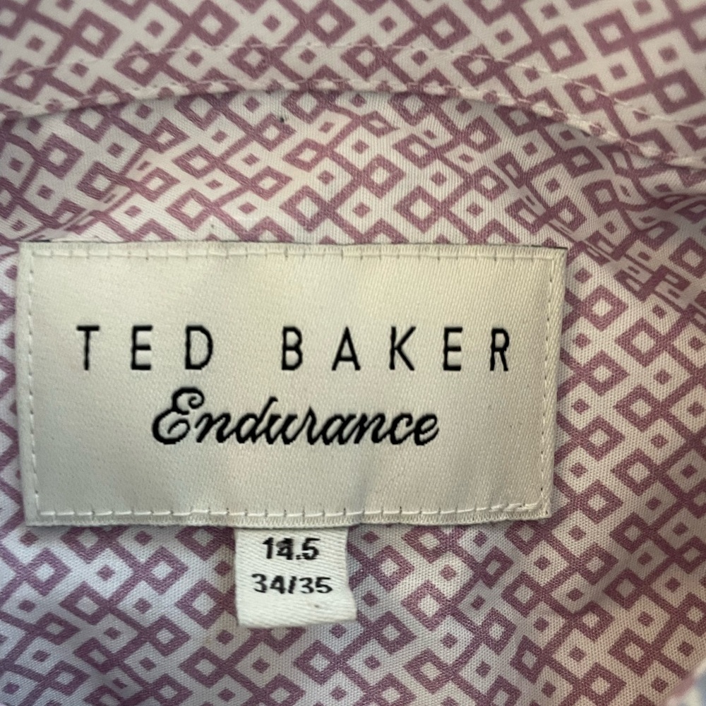 TED BAKER Endurance Print Contrast Placket Sport Shirt in Blue Size 14.5 $165 - Picture 6 of 8